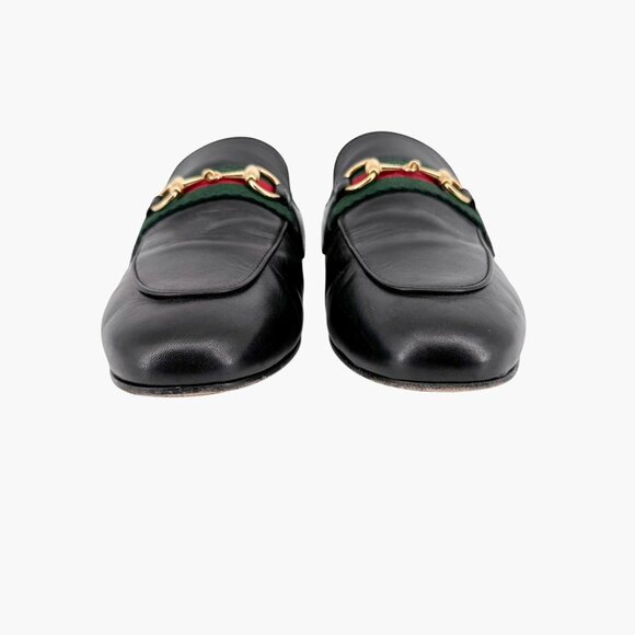 Gucci Princetown Web Stripe Horsebit Loafer Mule Size 36 US 6 Black Leather Flat - Picture 6 of 14
